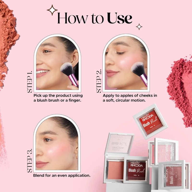 Hilary Rhoda Blush Rush | Highly Pigmented | Silky Smooth Texture | Available in 6 Shades | Matte Finish | Buildable Coverage | Blends Easily & Glides on Smoothly - 6g (Coral Tulip | Shade 03) thumbnail 7